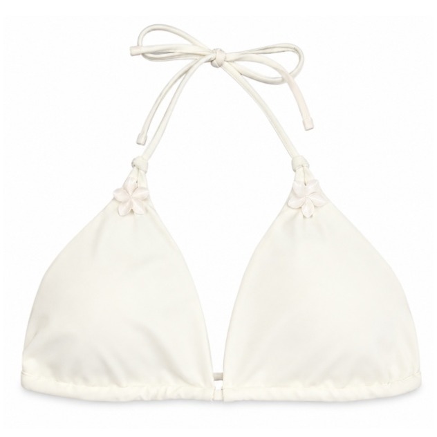 The Tropical Society Women's Cream Triangle Halter Bikini Top Size S Nwt
